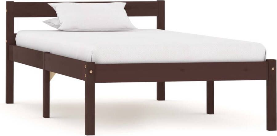 Decoways Bedframe massief grenenhout donkerbruin 100x200 cm