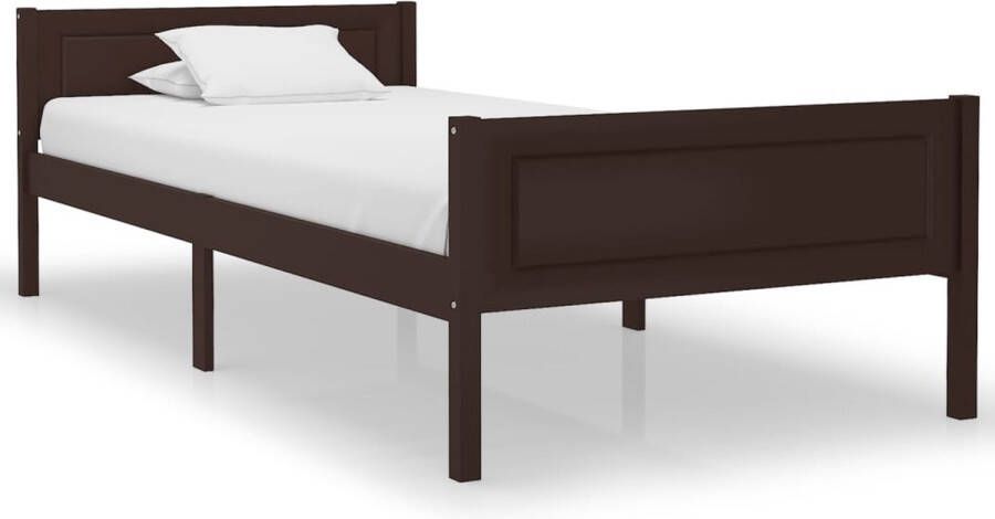 Decoways Bedframe massief grenenhout donkerbruin 100x200 cm