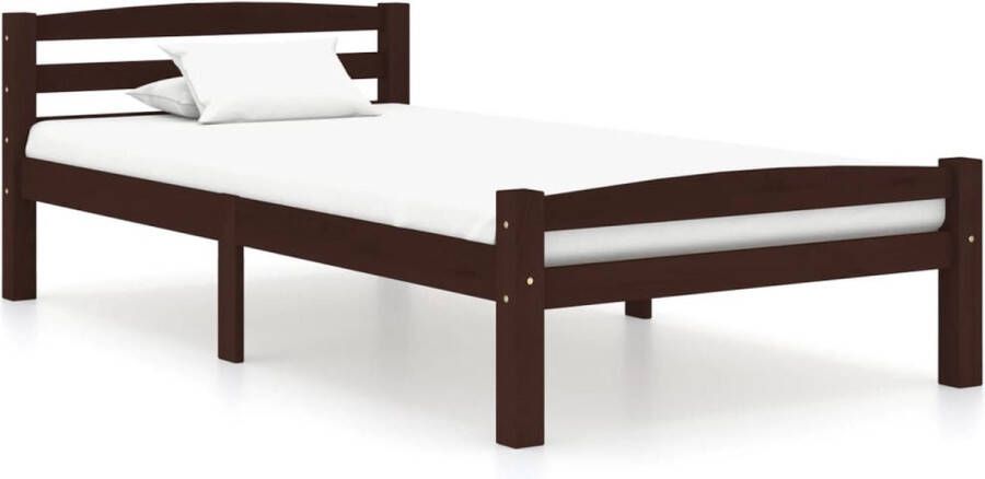 Decoways Bedframe massief grenenhout donkerbruin 100x200 cm