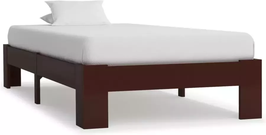 Decoways Bedframe massief grenenhout donkerbruin 100x200 cm