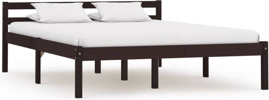 Decoways Bedframe massief grenenhout donkerbruin 120x200 cm