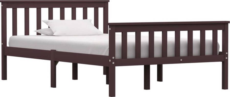 Decoways Bedframe massief grenenhout donkerbruin 120x200 cm