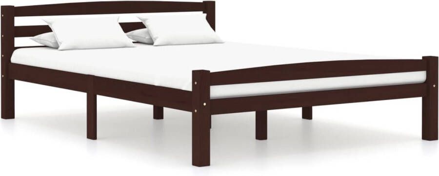 Decoways Bedframe massief grenenhout donkerbruin 120x200 cm