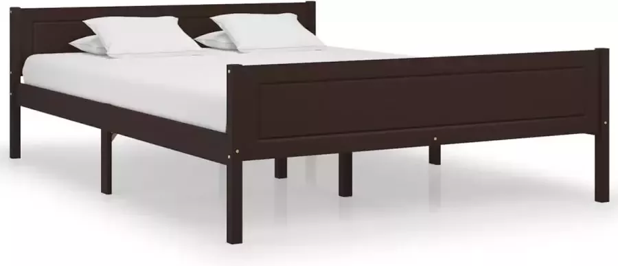 Decoways Bedframe massief grenenhout donkerbruin 120x200 cm