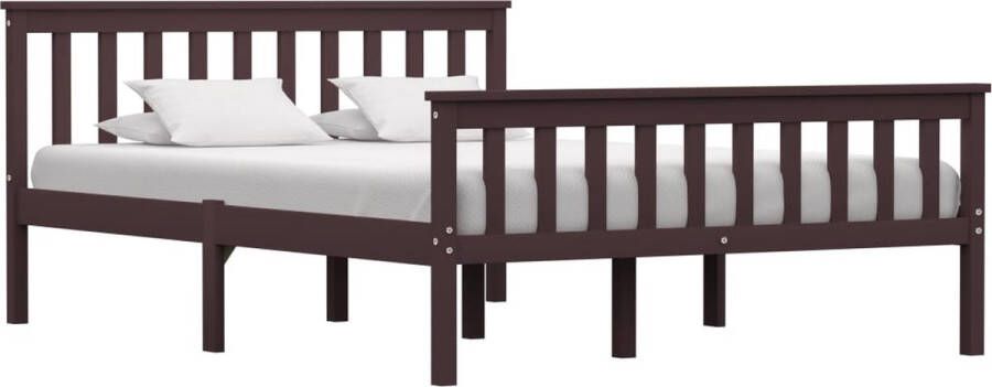 Decoways Bedframe massief grenenhout donkerbruin 140x200 cm