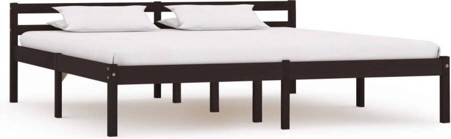 Decoways Bedframe massief grenenhout donkerbruin 160x200 cm