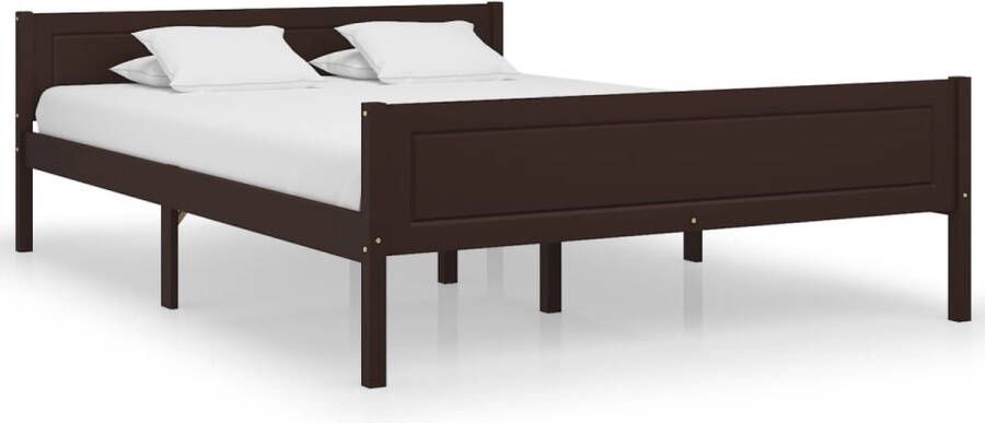 Decoways Bedframe massief grenenhout donkerbruin 160x200 cm