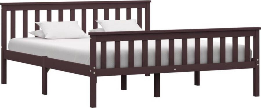 Decoways Bedframe massief grenenhout donkerbruin 160x200 cm