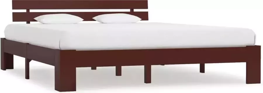 Decoways Bedframe massief grenenhout donkerbruin 160x200 cm