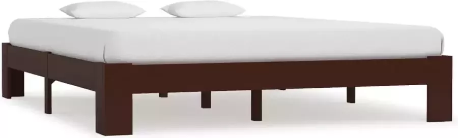 Decoways Bedframe massief grenenhout donkerbruin 160x200 cm