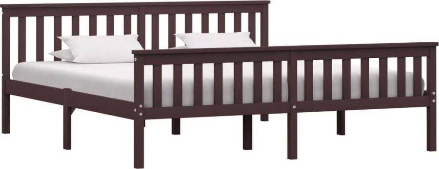 Decoways Bedframe massief grenenhout donkerbruin 180x200 cm