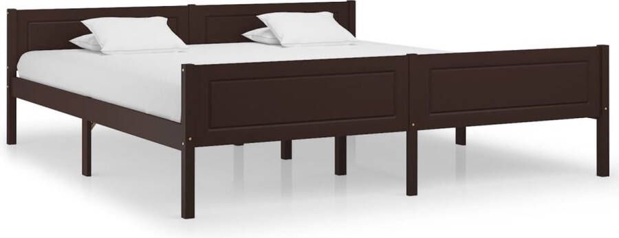 Decoways Bedframe massief grenenhout donkerbruin 180x200 cm