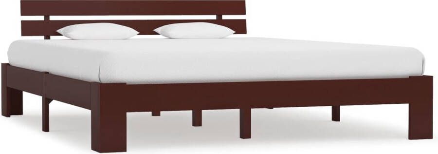 Decoways Bedframe massief grenenhout donkerbruin 180x200 cm