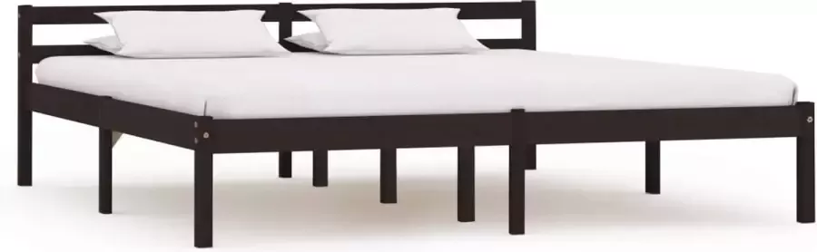 Decoways Bedframe massief grenenhout donkerbruin 180x200 cm