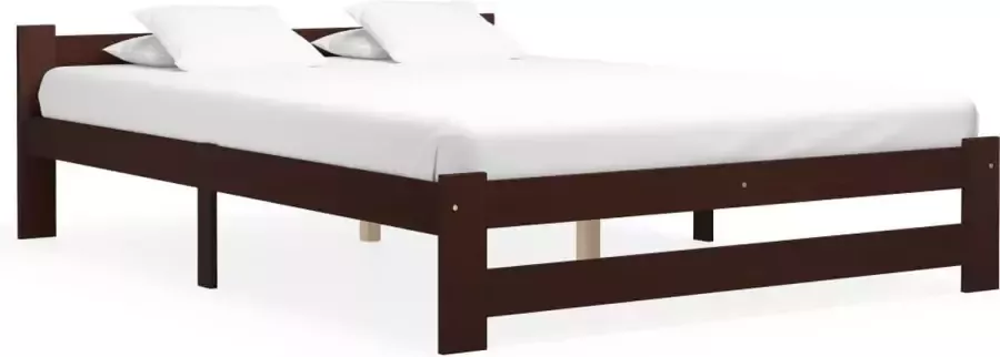 Decoways Bedframe massief grenenhout donkerbruin 180x200 cm