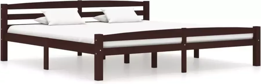 Decoways Bedframe massief grenenhout donkerbruin 180x200 cm