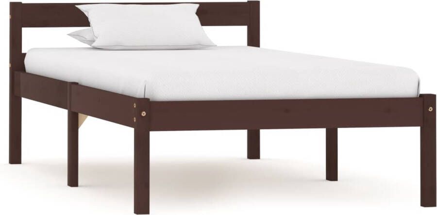 Decoways Bedframe massief grenenhout donkerbruin 90x200 cm