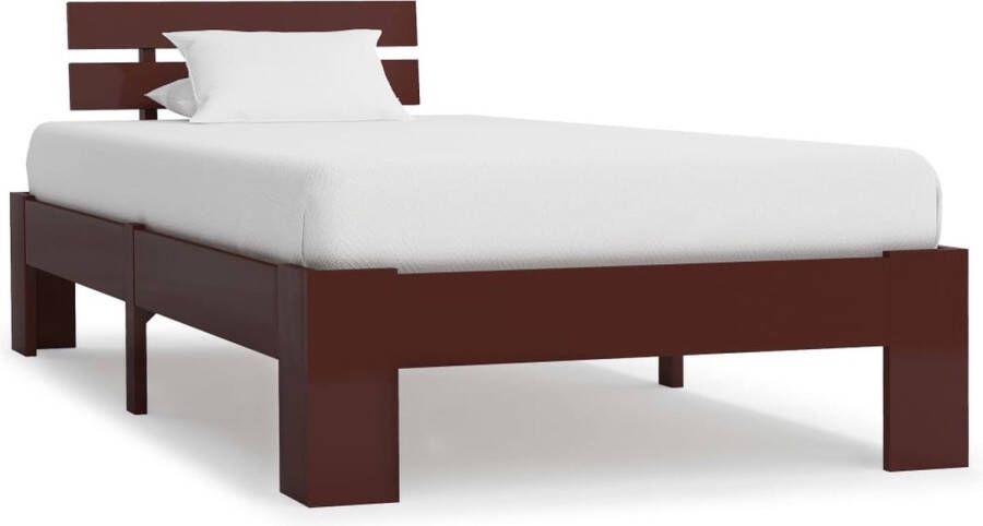 Decoways Bedframe massief grenenhout donkerbruin 90x200 cm