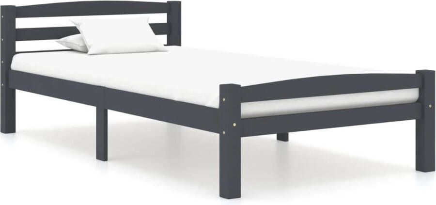 Decoways Bedframe massief grenenhout donkergrijs 100x200 cm