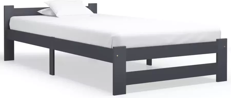 Decoways Bedframe massief grenenhout donkergrijs 100x200 cm