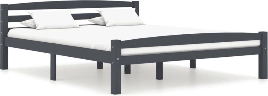 Decoways Bedframe massief grenenhout donkergrijs 160x200 cm