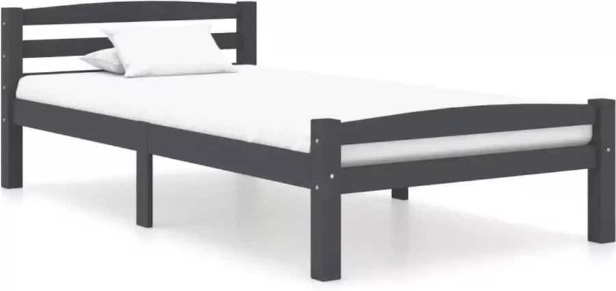 Decoways Bedframe massief grenenhout donkergrijs 90x200 cm