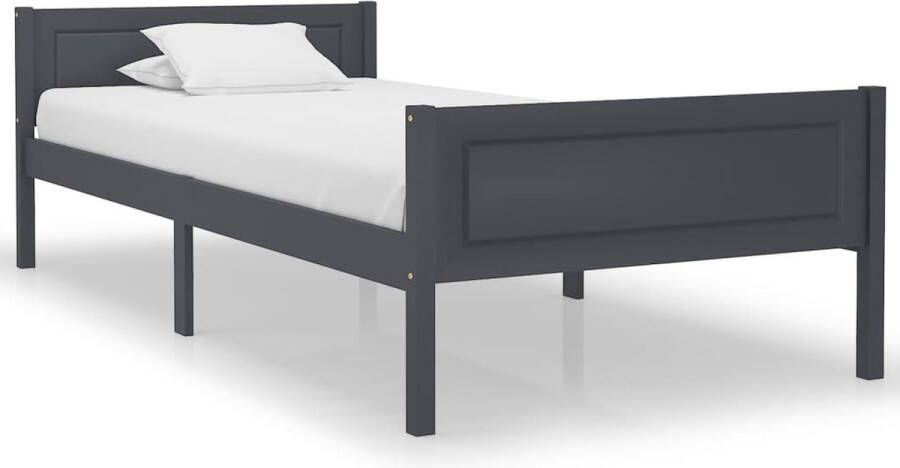 Decoways Bedframe massief grenenhout grijs 100x200 cm