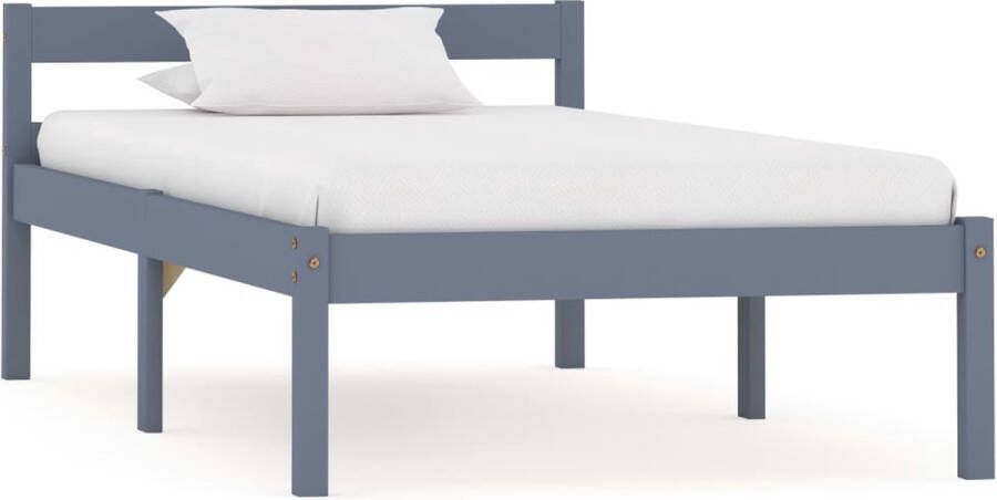 Decoways Bedframe massief grenenhout grijs 100x200 cm