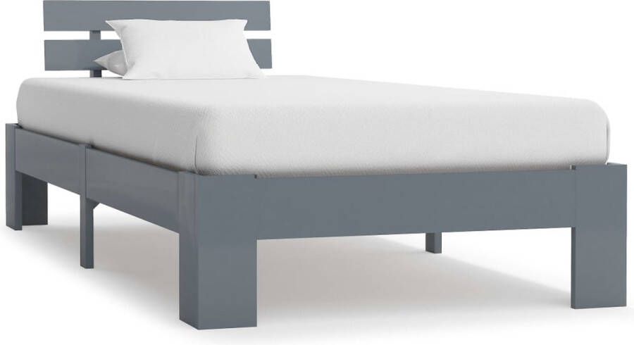 Decoways Bedframe massief grenenhout grijs 100x200 cm