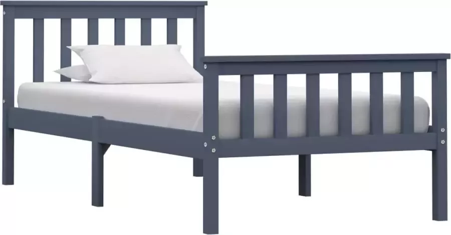 Decoways Bedframe massief grenenhout grijs 100x200 cm