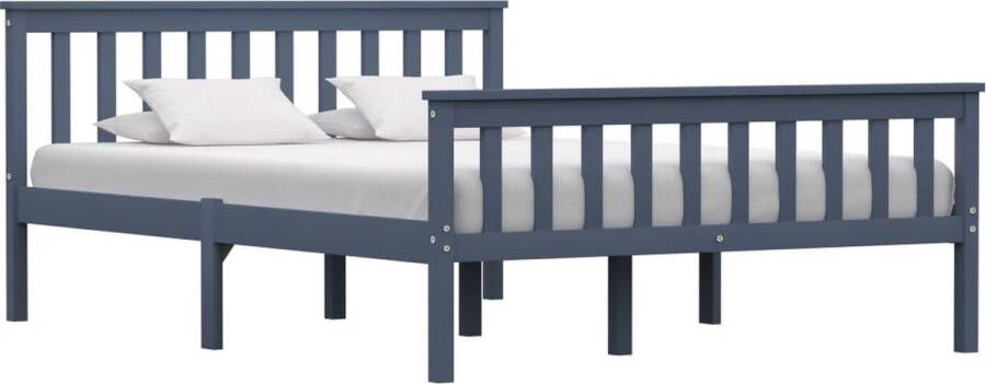 Decoways Bedframe massief grenenhout grijs 140x200 cm