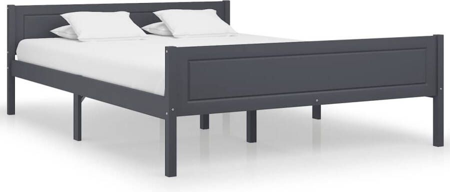 Decoways Bedframe massief grenenhout grijs 140x200 cm