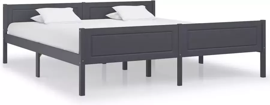 Decoways Bedframe massief grenenhout grijs 180x200 cm