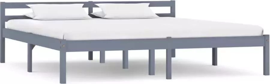 Decoways Bedframe massief grenenhout grijs 180x200 cm