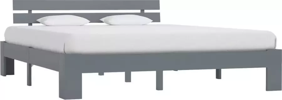 Decoways Bedframe massief grenenhout grijs 180x200 cm