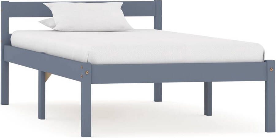 Decoways Bedframe massief grenenhout grijs 90x200 cm