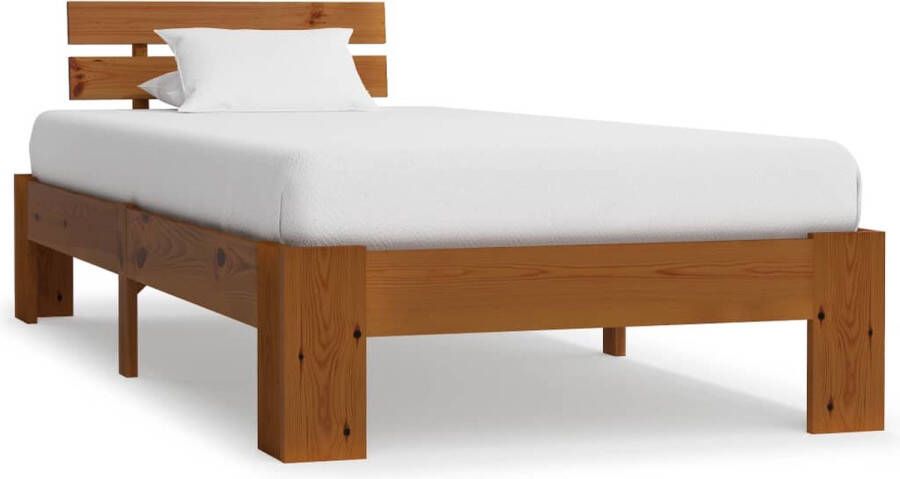 Decoways Bedframe massief grenenhout honingbruin 100x200 cm