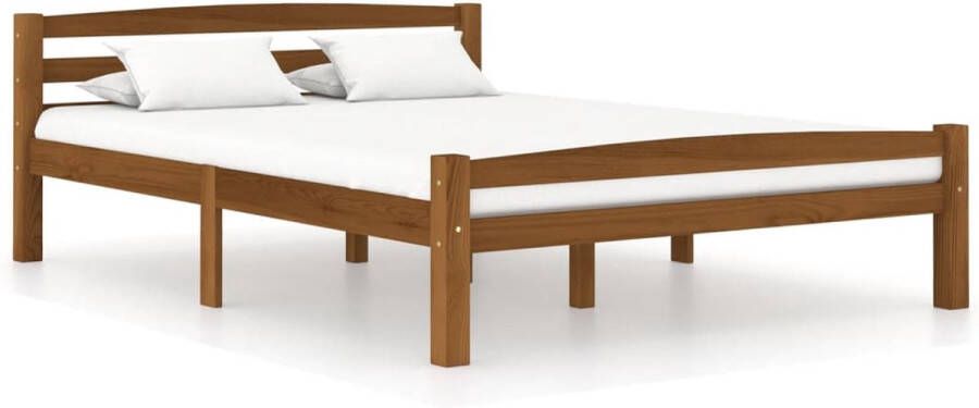 Decoways Bedframe massief grenenhout honingbruin 140x200 cm