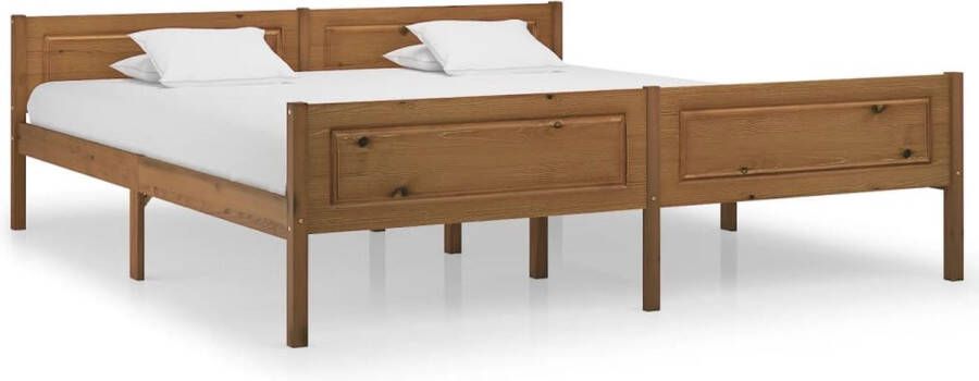 Decoways Bedframe massief grenenhout honingbruin 180x200 cm