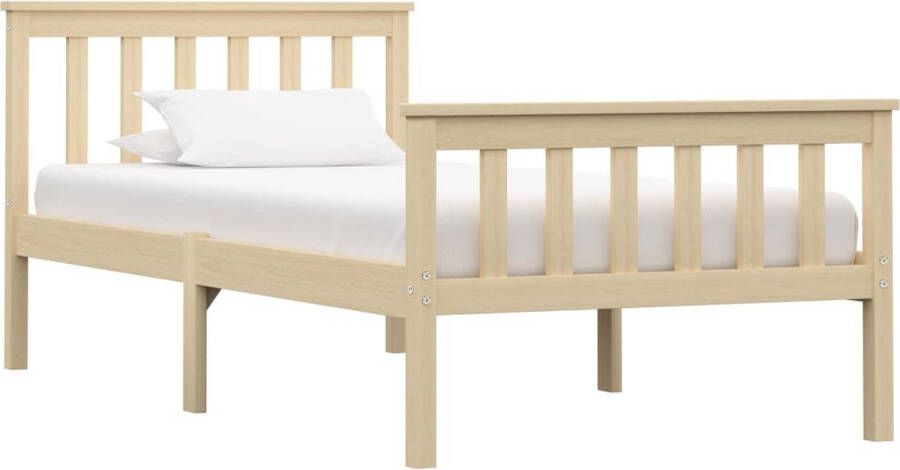 Decoways Bedframe massief grenenhout lichthoutkleurig 100x200 cm