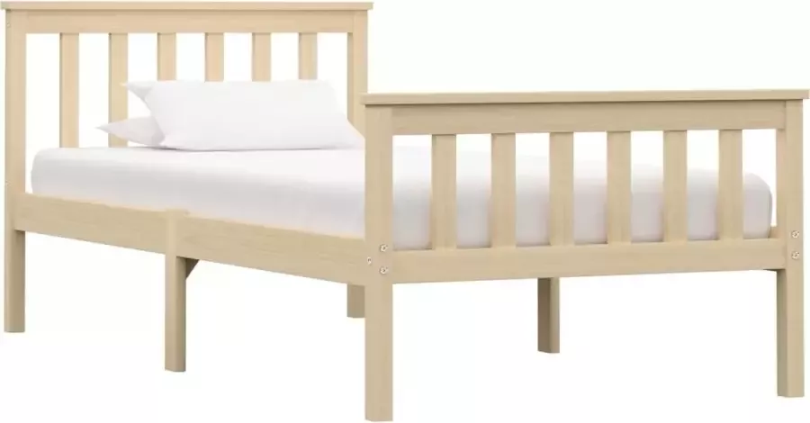 Decoways Bedframe massief grenenhout lichthoutkleurig 90x200 cm