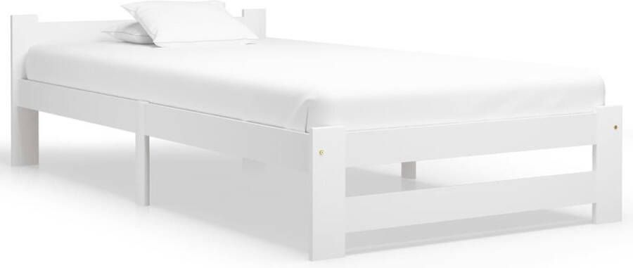 Decoways Bedframe massief grenenhout wit 100x200 cm