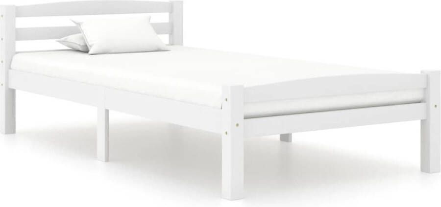 Decoways Bedframe massief grenenhout wit 100x200 cm