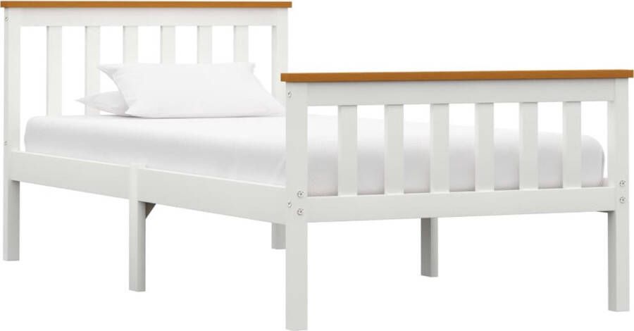 Decoways Bedframe massief grenenhout wit 100x200 cm