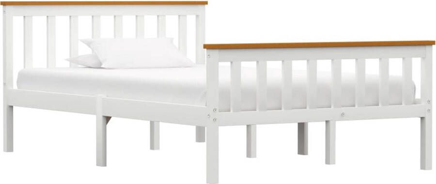 Decoways Bedframe massief grenenhout wit 120x200 cm