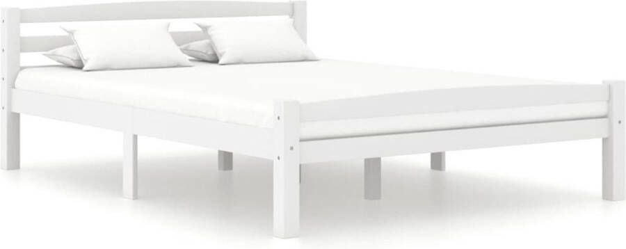 Decoways Bedframe massief grenenhout wit 120x200 cm