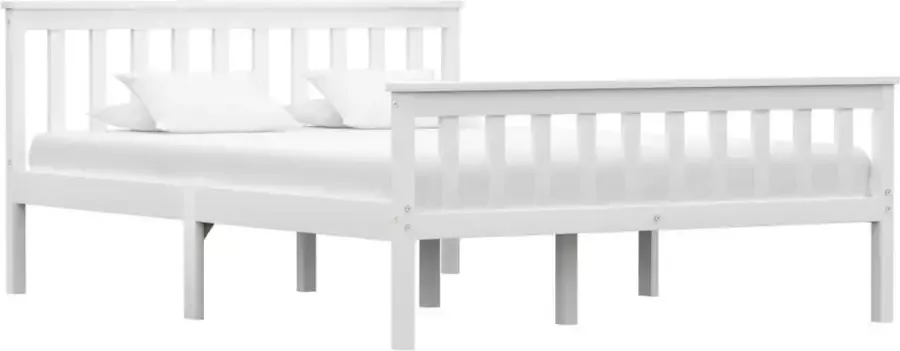 Decoways Bedframe massief grenenhout wit 140x200 cm