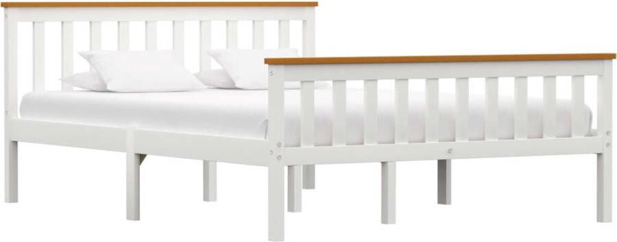 Decoways Bedframe massief grenenhout wit 140x200 cm