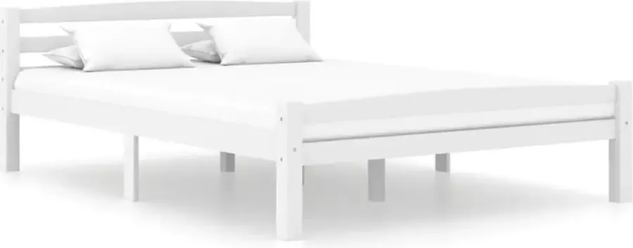 Decoways Bedframe massief grenenhout wit 140x200 cm