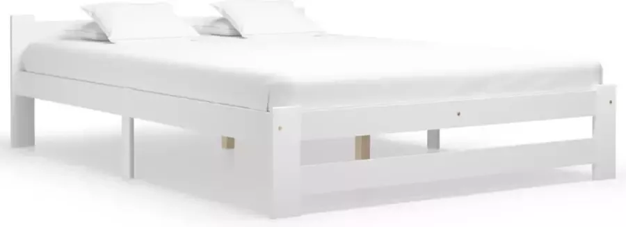 Decoways Bedframe massief grenenhout wit 140x200 cm